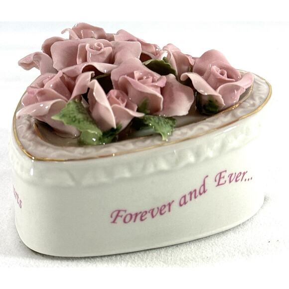 Heart Shaped Floral Porcelain Music Box For Mom Plays “Waltz Of The Flowers” - Picture 2 of 7